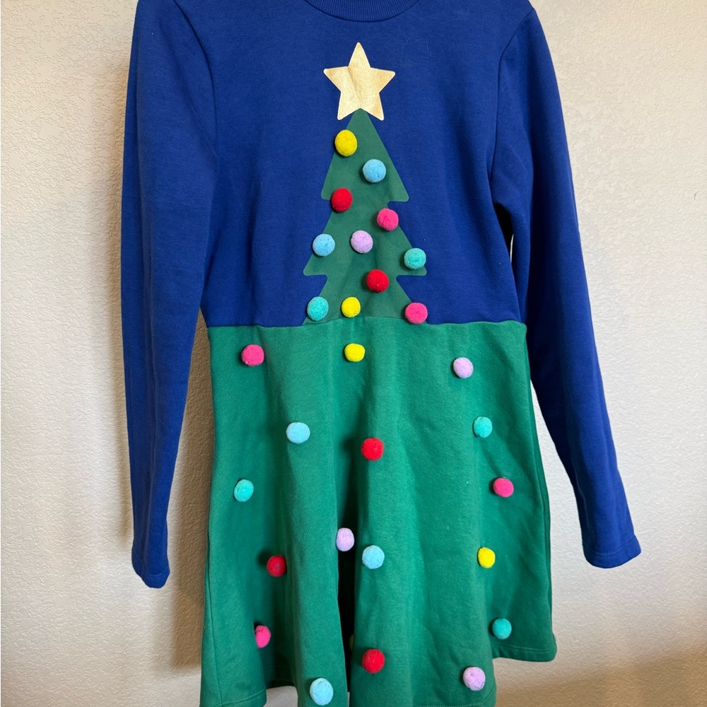 Festive Blue and Green Christmas Tree Dress